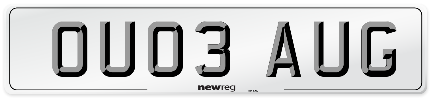 OU03 AUG Number Plate from New Reg